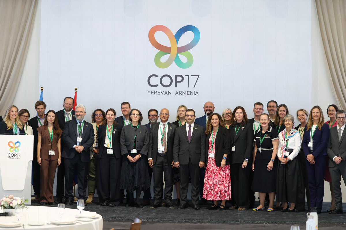RAbisoghomonyan's tweet photo. At #COP17 Roundtable on Mobilizing Business Leadership for Nature, highlighted vital role of private sector in advancing biodiversity goals thru sustainable trade, investment &amp; innovation.

Emphasized connection btw environmental &amp; economic diplomacy, fostering new business ties. https://t.co/fCyHqLkL5L
