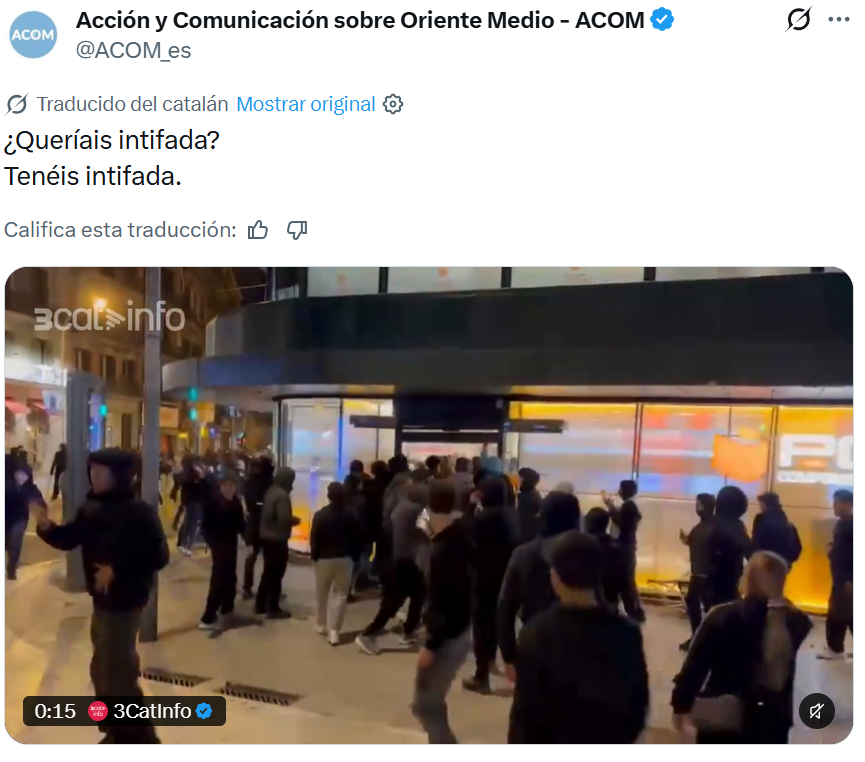 carlossmato's tweet photo. Lo de Barcelona cada vez más claro. 
Segundo aviso tras lo de Ceuta.
Si no te pliegas al estado genocida de Israel, mueven el árbol.
Y ya se ocupan los "patriotas" de Vox y PP de recoger los frutos de la desestabilización.
Nos jugamos mucho más que unas elecciones el 29N. https://t.co/e5TdqhDQIs