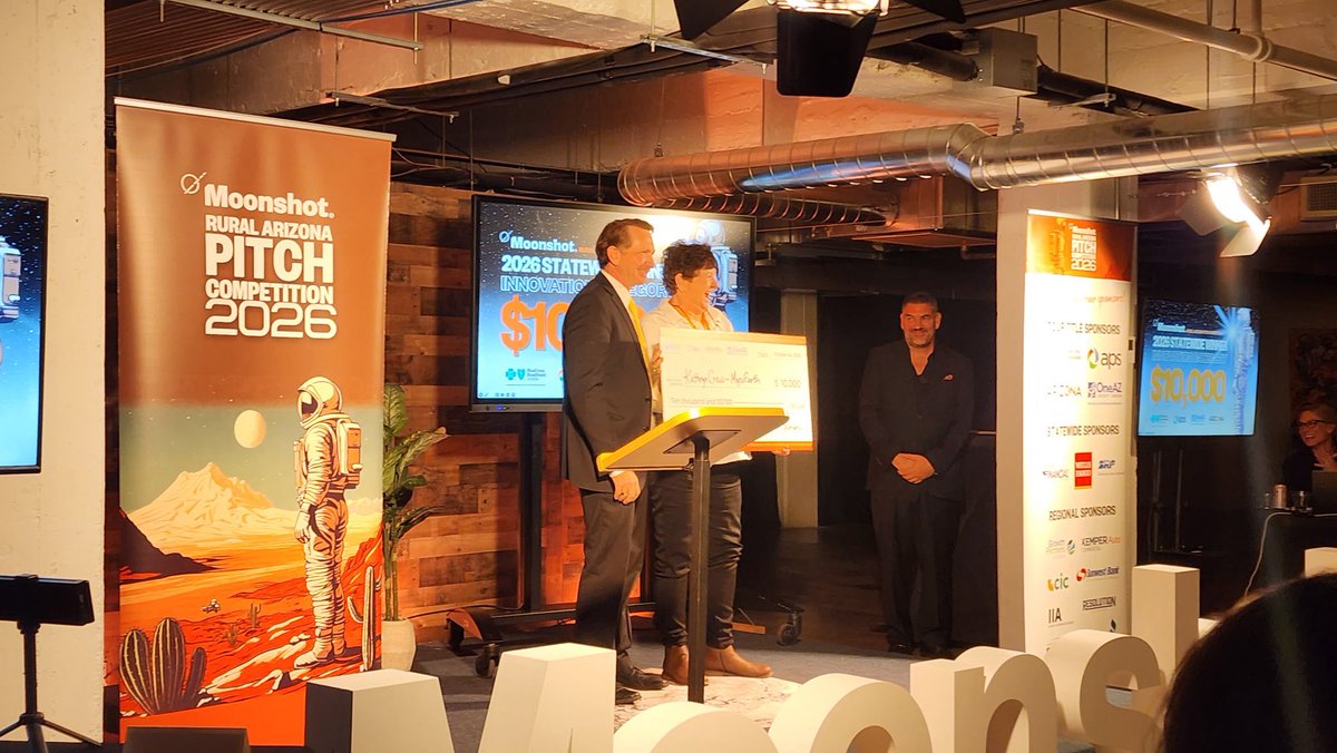azcommerce's tweet photo. Congratulations to the Innovation awardee, MycoEarth, the Lifestyle awardee, Green Repack, the Crowd Favorite awardee OncoNexus, and all the finalists! 

We also want to congratulate the 20 businesses that competed &amp; are helping shape the future of Arizona's rural economy. https://t.co/bkEemq6gQM