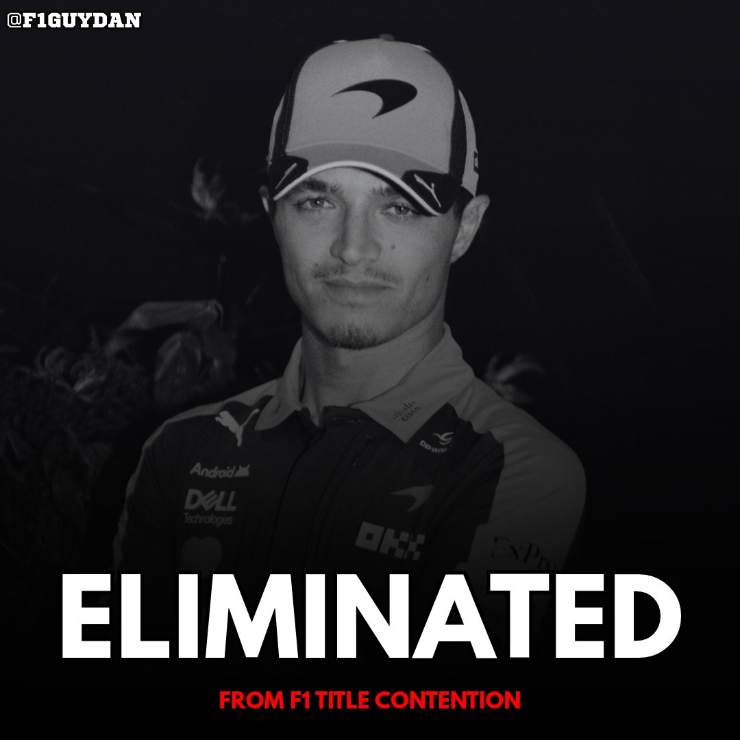 F1GuyDan's tweet photo. 🚨 Lando Norris will not become a back-to-back world champion this year.

The dream is officially over. https://t.co/kT3PTGbJFQ