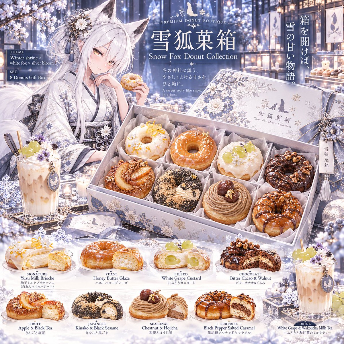 Roki_0131's tweet photo. 【プロンプト配布 第37弾】

「あなたが考案したオリジナル創作ドーナツBOX」
が作れるプロンプト配布です！

それぞれの個性を出すために
画像添付をしていただけると
結果が更に面白くなるので、
オリキャラやご自身のお写真などの
添付をしていただけたらOKです✨

あくまでお遊び程度に考えておいて
いただけると助かります🙇‍♀️

過去の配布したポストは
全てハイライトに載せます。

①リプからプロンプトをコピーする
②AIのチャット欄に貼り付ける
③(任意)名前などの詳細を入力
④(必須)画像を添付する
⑤送信して生成開始！

#みりゅぷろ