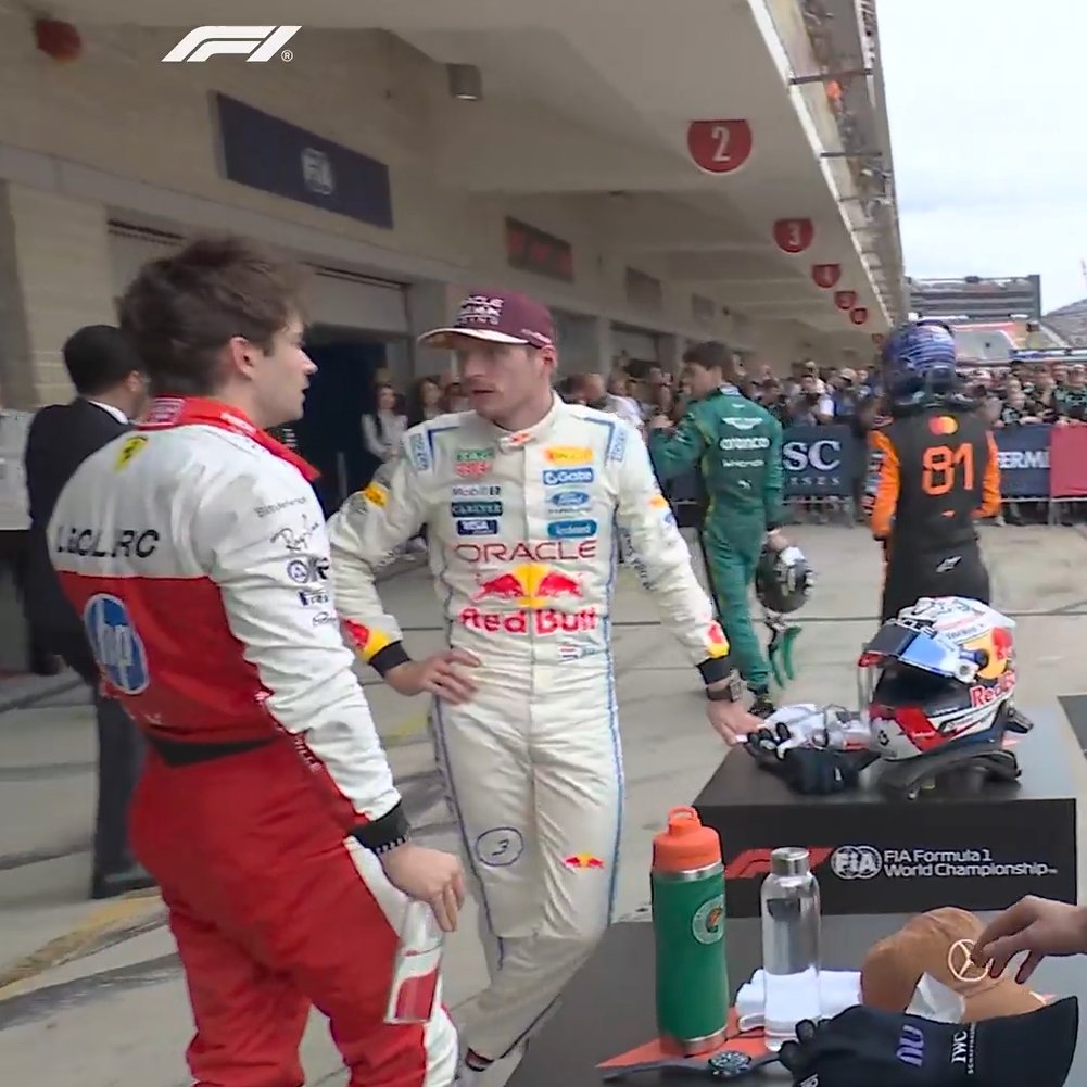leclercsletters's tweet photo. "charles leclerc and max verstappen in conversation. they always seem to be in conversation when they're in close proximity" f1tv 😭😭😭 https://t.co/vtbI4y6kI2