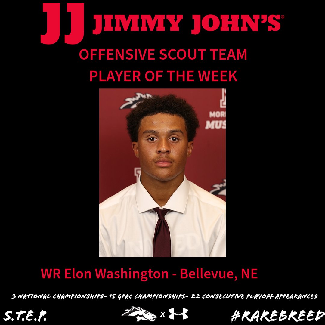 MsideFootball's tweet photo. Congratulations to our Week 8 Award Winners vs Concordia. Presented by @jimmyjohns 
Player of the game: Tyler Smith
Defensive Scout: Dante Sciorrotta
Offensive Scout: Elon Washington
Position Group of the Week: Defensive Line! #RareBreed https://t.co/z9RWbvaGpO