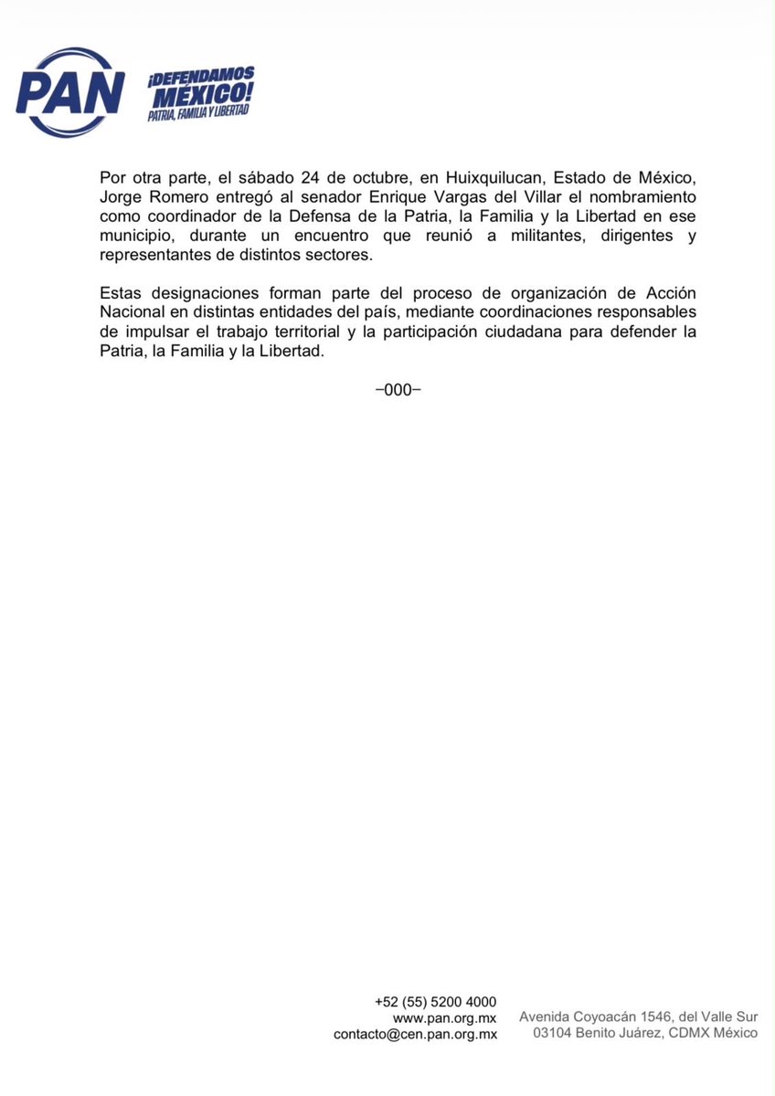 AccionNacional's tweet photo. @JorgeRoHe entrega nombramientos en Querétaro y Huixquilucan; PAN fortalece su organización rumbo a 2027.

#Boletín 🗞️ https://t.co/0ewSksLOEh