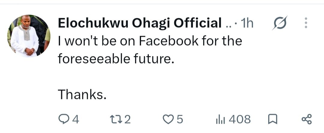 CitizenObs's tweet photo. Where ever you see comrade Fearless IPOB Evangelist, buy him wine for chasing away this dɛmon from Facebook.

Facebook will be a safer place without unstable aneemals like Elochukwu.

We will finish it here on X.
He's welcome. https://t.co/NIKDCY3Oqk