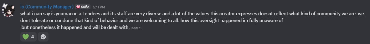SatoruYouKoi's tweet photo. @Youmacon What are you guys going to do about this? One of your own Community Managers conspiring to get a guest cancelled.  Will we see any action against them, or does the pressure only apply one way? What a waste of a convention, may it be your last. https://t.co/WjBrSp3ptW