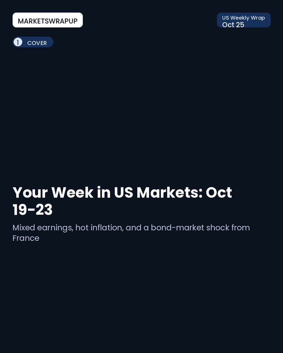 MarketsWrapUp's tweet photo. Megacap earnings split the market, hot inflation kept the Fed on edge, and a French debt scare sent Treasury yields tumbling — here's your full week in review plus what's coming next. #stockmarket #investing #finance #FedWatch #FOMC #Earnings #BondMarket #FranceDebt #weeklyrecap https://t.co/lx7XHT0F59