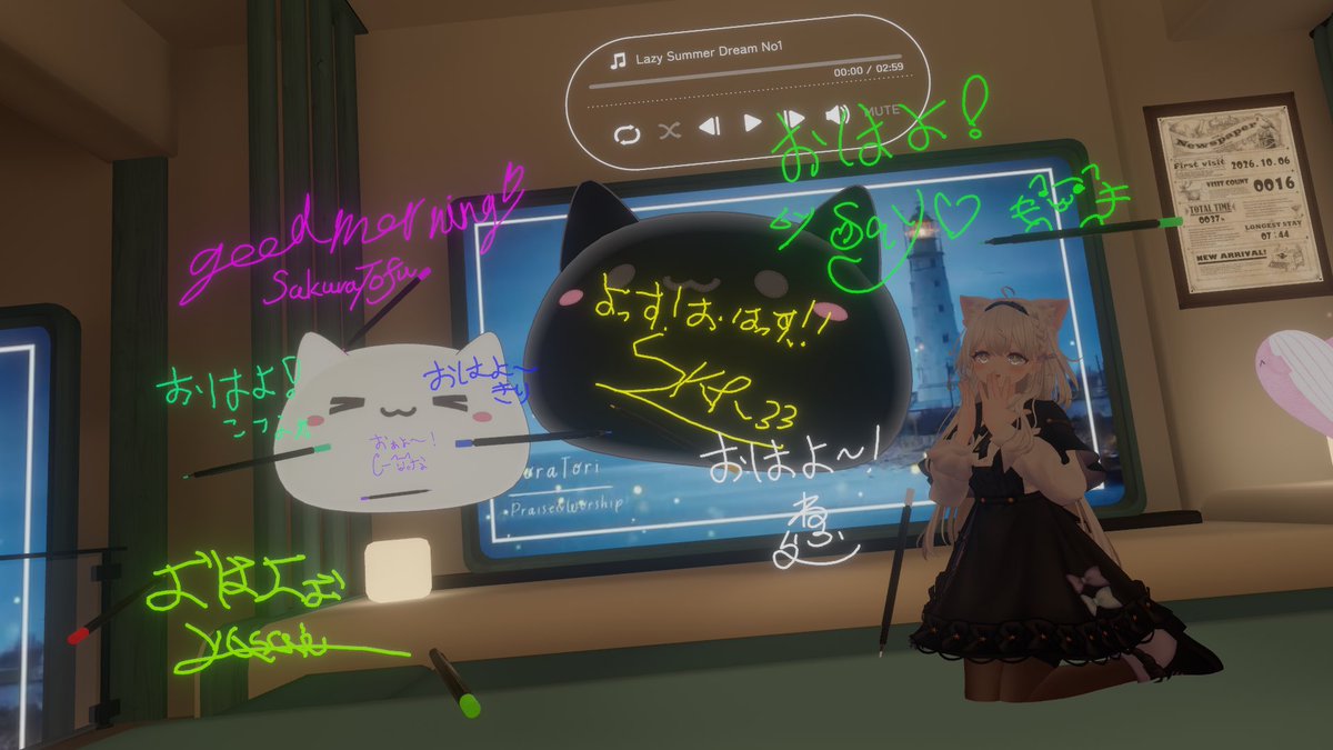 Kannagi_VRC's tweet photo. おはよ〜♪
昨日はずっと寝てた気がするよ〜
なかなか会えてなかったフレンドさんとも会えてすごく嬉しかったなぁ〜(*´꒳`*)

起きるとたくさんの書置きがあってびっくりしてすぐに目が覚めちゃいました
∑(⸝⸝⸝º ᵜ º⸝⸝⸝)!!

フレンドさんいつもありがと〜(*≧∀≦*) https://t.co/AU6j5p0sTN