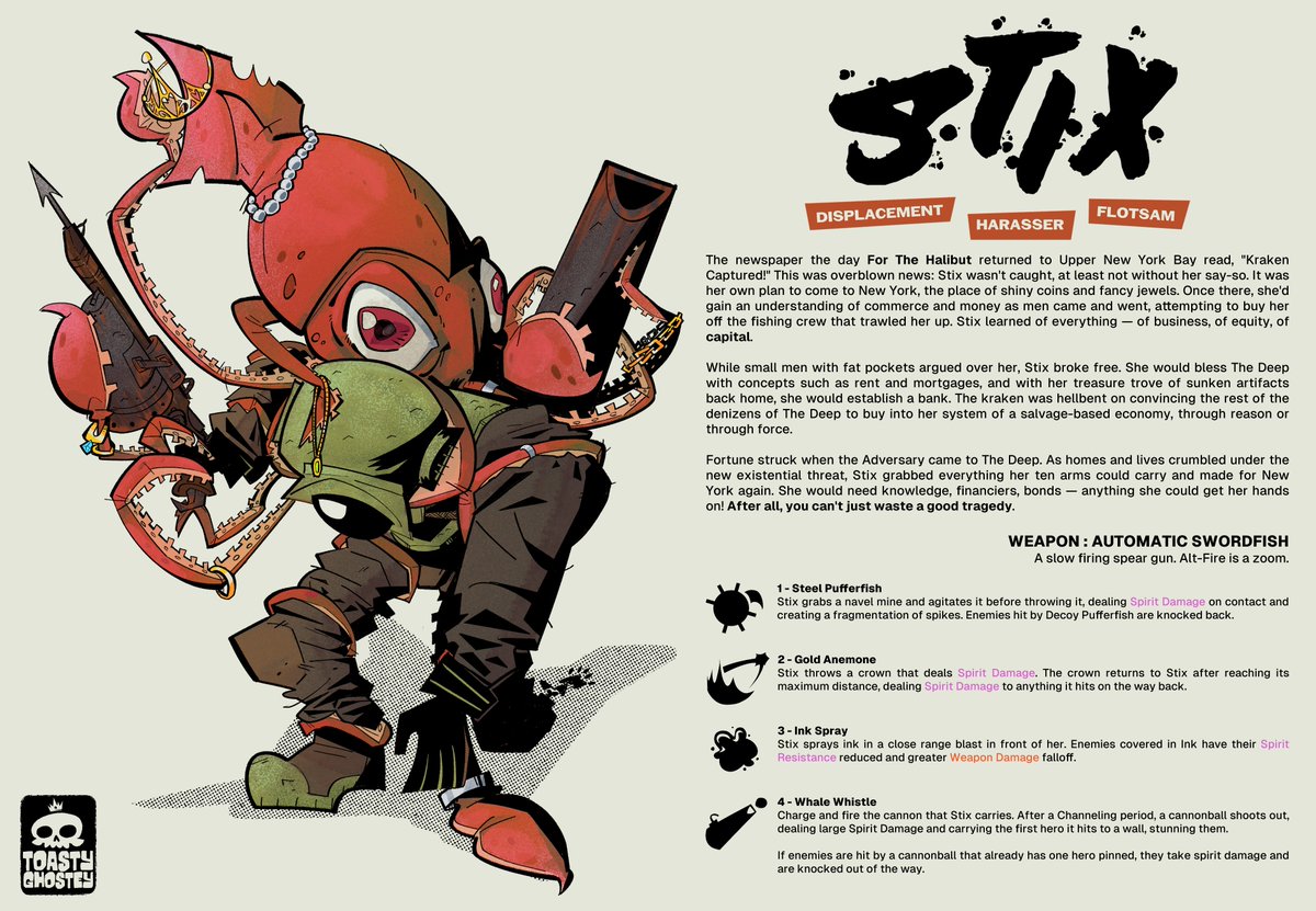 ToastyGhostey's tweet photo. Deadlock Fan Character / OC - Stix, the Kraken https://t.co/GGcHKuodP2