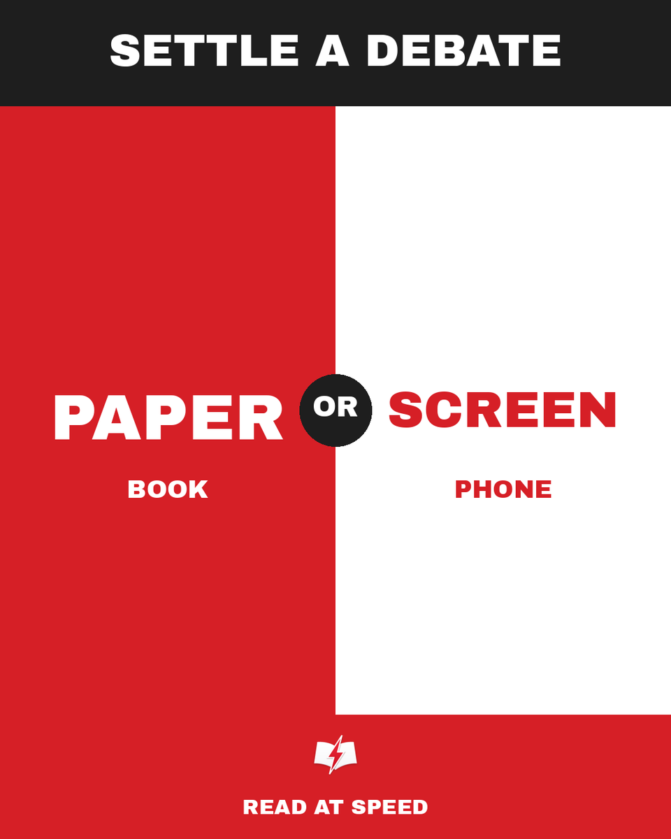 readatspeedapp's tweet photo. Paper book or phone screen? One smells better. One fits in your pocket.

Pick one. https://t.co/CSnFotZtLE