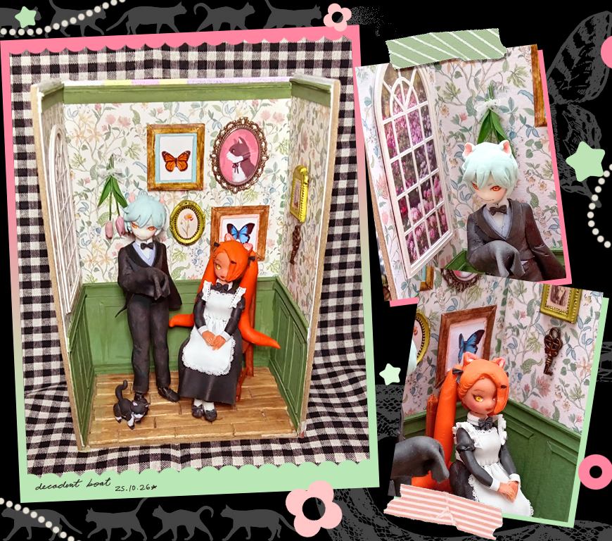 decadentboat's tweet photo. For early #mitsucho Monday, cat butler x cat maid mch this time in figure version!🐱❤️🐱 https://t.co/8pVKOXVjrf