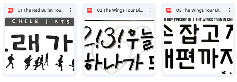 BTS_Chile's tweet photo. Los pidieron harto y nos demoramos porque no teníamos los archivos originales ;; así que tocó resolver como se pudo
Pero aquí están: archivos en pdf de los banners del concierto del 2015 (The Red Bullet Tour) y de los del 2017 (The Wings Tour)💜 https://t.co/f7UscoatZw https://t.co/wq5RBgWb0G