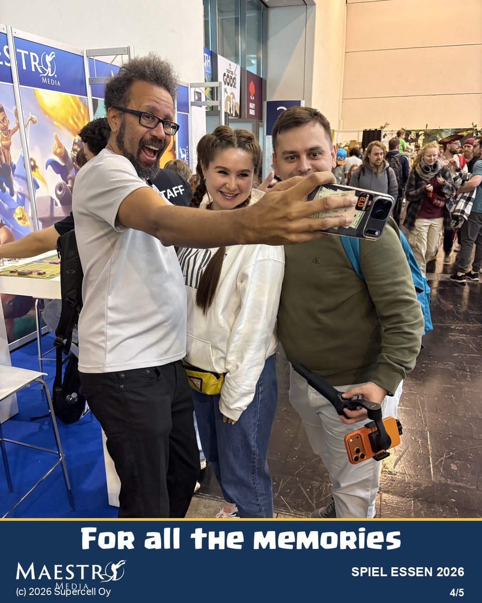 TheMaestroTeam's tweet photo. One weekend. So many moments around the table.

From games and signings to familiar faces and new friends, thank you, Essen.

To everyone who played, stopped by, or shared a moment with us: thank you.

#MaestroMedia #SPIEL26 #BoardGames #TabletopGames https://t.co/q3e1DSa4Hd