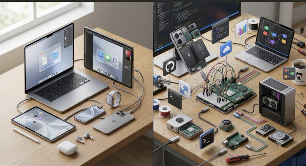 tanu_exe's tweet photo. Two very different approaches to building software:

One company prioritizes control over the entire ecosystem.

Another prioritizes flexibility across a wide range of devices and services.

Which approach do you prefer as a developer: tightly integrated or highly customizable? https://t.co/9jwe0onaB0