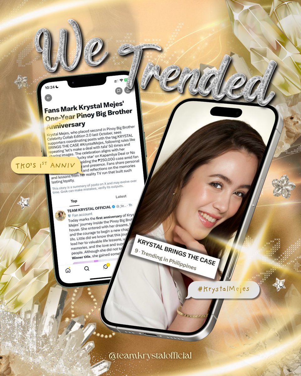 _krystaltrends's tweet photo. We made it to 𝐓𝐨𝐩 𝟗 yesterday! 

Thank you so much to all the Talians and shippers who joined our Trending Party for 𝐓𝐚𝐥𝐚’𝐬 𝐃𝐞𝐚𝐥 𝐨𝐫 𝐍𝐨 𝐃𝐞𝐚𝐥 𝐚𝐩𝐩𝐞𝐚𝐫𝐚𝐧𝐜𝐞 and 𝐓𝐞𝐚𝐦 𝐊𝐫𝐲𝐬𝐭𝐚𝐥 𝐎𝐟𝐟𝐢𝐜𝐢𝐚𝐥’𝐬 𝟏𝐬𝐭 𝐀𝐧𝐧𝐢𝐯𝐞𝐫𝐬𝐚𝐫𝐲!

Thank you for always showing up for Tala! 

#KrystalMejes