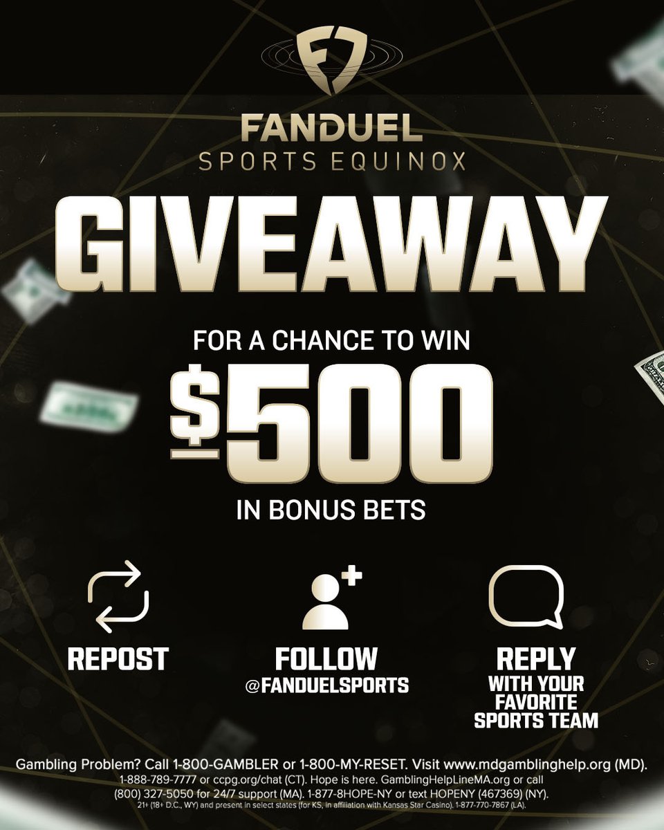 FanDuelSports's tweet photo. 🚨SPORTS EQUINOX GIVEAWAY🚨

Today is the Sports Equinox &amp; we're giving out some Bonus Bets! 🤑

For a chance to win:
1️⃣ REPOST
2️⃣ FOLLOW @FanDuelSports
3️⃣ REPLY with your favorite sports team

Rules: https://t.co/clRxORS9zY https://t.co/06AgjReM1V
