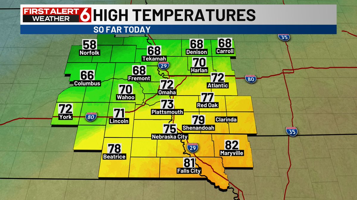 RustyLord's tweet photo. Here's a look at the high temperatures across our area from earlier today. https://t.co/ZisN7nw6LX