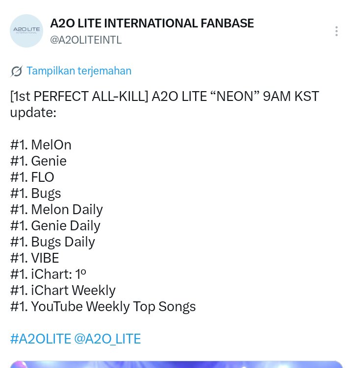 a2olitelvlyye's tweet photo. A2O LITE MERAIH PERFECT ALL KILLNYAA HARI INI, sempet takut gk naik youtube musiknyaa, eh taunyaaa ngeri kaliiii jumlah streamingnyaa, emang grup ini semakin di remehin semakin nunjukkin prestasinya, bakat sama prestasi seimbang🔥💅 https://t.co/BdD8q37eJ6