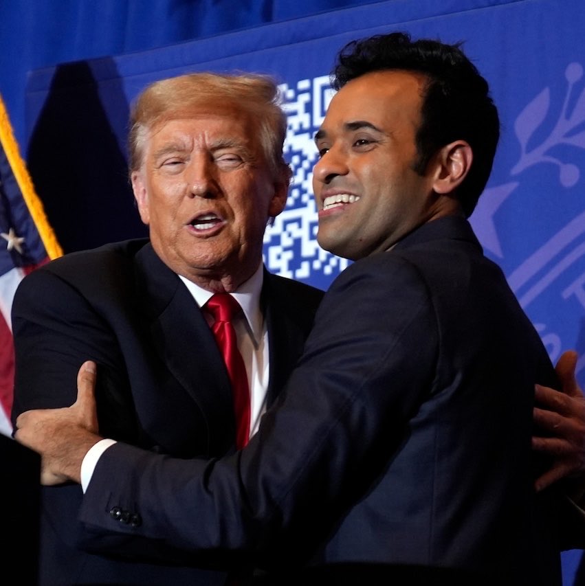 Rob184rob's tweet photo. Vivek Ramaswamy have shaken hands and even hugged with a prominent Republican sex offender before.

Then Vivek featured a child molester in his campaign ad, and recently a horrible hag from hell pedophile enabler. 

So, Trump and JD Vance says hush, you whiny Republicans! It’s just business as usual.