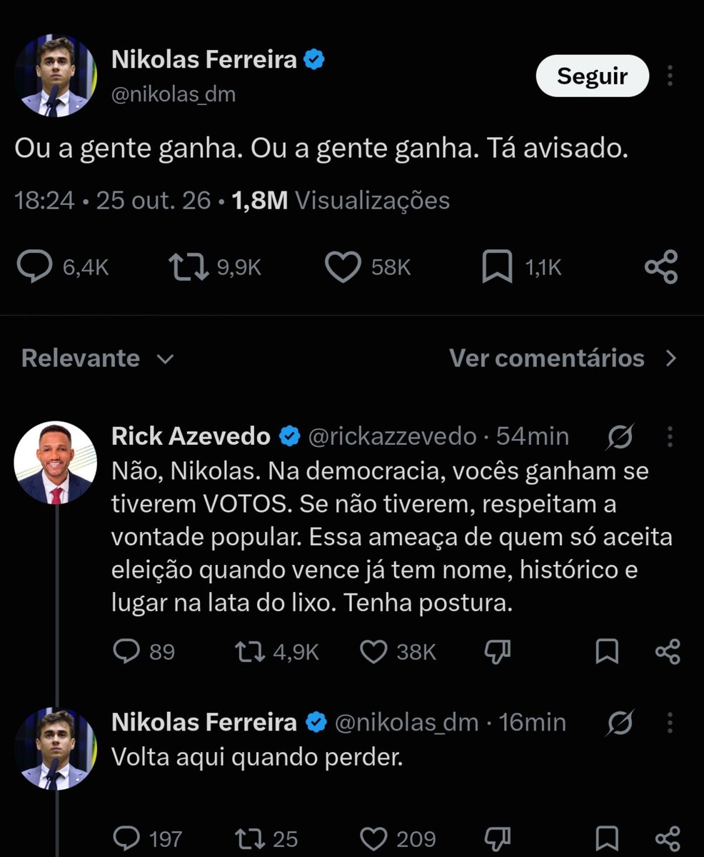 nacaomarvell's tweet photo. o @rickazzevedo nunca mais voltará no perfil do Nikolas Ferreira KKKKKKKKKKKKKKKKKKKKKKK https://t.co/kGnqSNxHQx