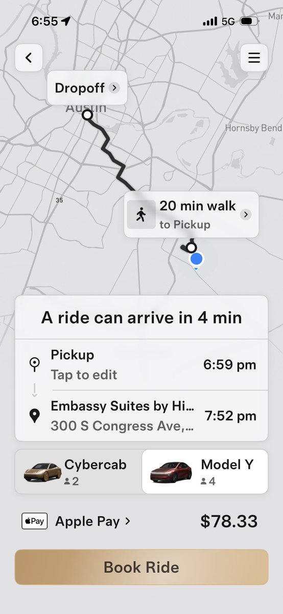 RobotaxiRadar's tweet photo. Austin Robotaxi vs. Uber. F1 race day exodus, COTA to downtown:

🚕 Cybercab - $76.07 - ~40 min wait ⏱️ 🚕 Model Y - $78.33 - 4 min wait ⏱️ 🚙 Uber Comfort - $126.98 - 12 min wait ⏱️ 🚙 Uber Premier - $127.99 - 7 min wait ⏱️
 🔴 Every Uber tier on the screen runs $112.96 to $172.99. That Premier SUV is the highest Uber fare in my entire log. Good for Robotaxi, bad for Uber.
 🟢 Model Y is $48 under Uber Comfort and still arrives at 7:52pm. Quicker and cheaper 
Everyone leaving a Grand Prix at once, and Robotaxi was the cheapest ride out 🚕

Cern’s cost per mile assessment (Robotaxi: ~$4 per mile vs Uber: ~$6 per mile) shows what Robotaxi can do as supply increases in a Robotaxi geofence ✍️
