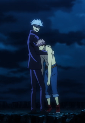 kennysbrainz's tweet photo. the hug is exclusively for yuuji and not just any student 😌 https://t.co/VuvLnNllOb
