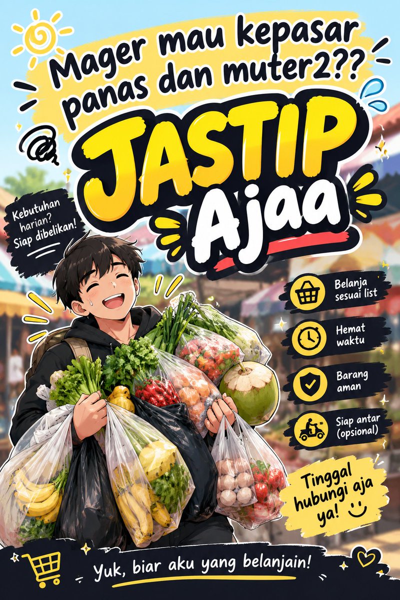 fernandaangg's tweet photo. Hai Kak...
Aku buka jasa jastip buat yg mager2 kepasar/belanja ke alfa/indo, bisa banget jastip ke aku!!Untuk Area Tunjungsekar,Lowokwaru dan Sekitarnya Free Ongkir Ya kak
Hanya dikenakan biaya Layanan Aja #malang https://t.co/95I1ZIa9BQ