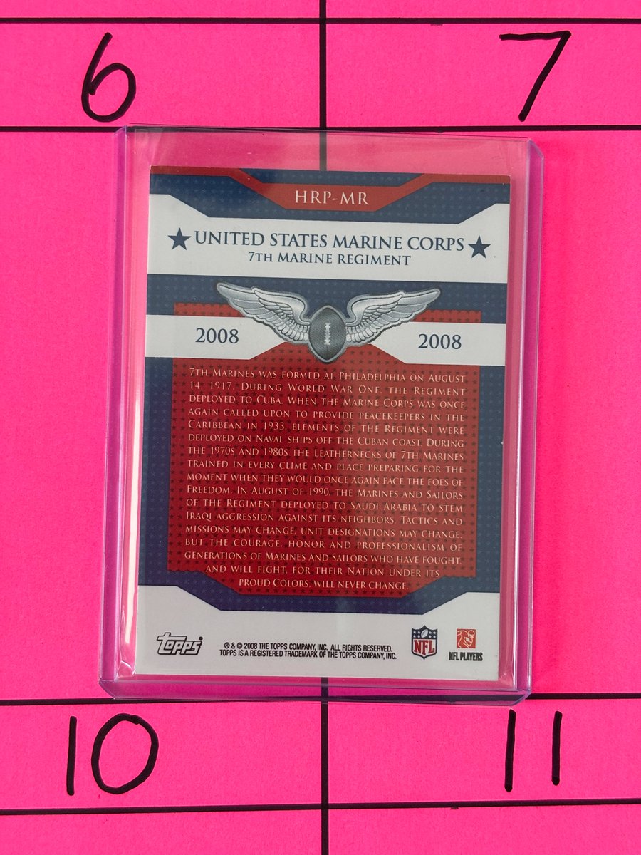 thatphotoguy007's tweet photo. Night 2 Board 36 $60:  2008 Topps Football HRP-MR Honor Roll Patch 7th Marine Regiment US Marine Corps.  One sold on October 15 for $60 and none are listed on eBay for less than $95 that I can see.I know this is a bit high compared to my usual stuff, but, what the heck, here goes https://t.co/ugYU4TDzT2