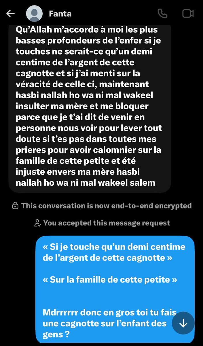 Singerieee_'s tweet photo. Bon l’équipe c’est officiellement fake qu’Allah les pulvérise tous ils vont le payer 

Ta une personne qui me menace une fois,je la bloque elle revient avec un autre compte en disant que c’est ELLE qui a créer la cagnotte alors que la sœur en question dit que c’est ça cagnotte https://t.co/iKwIOS5GcR