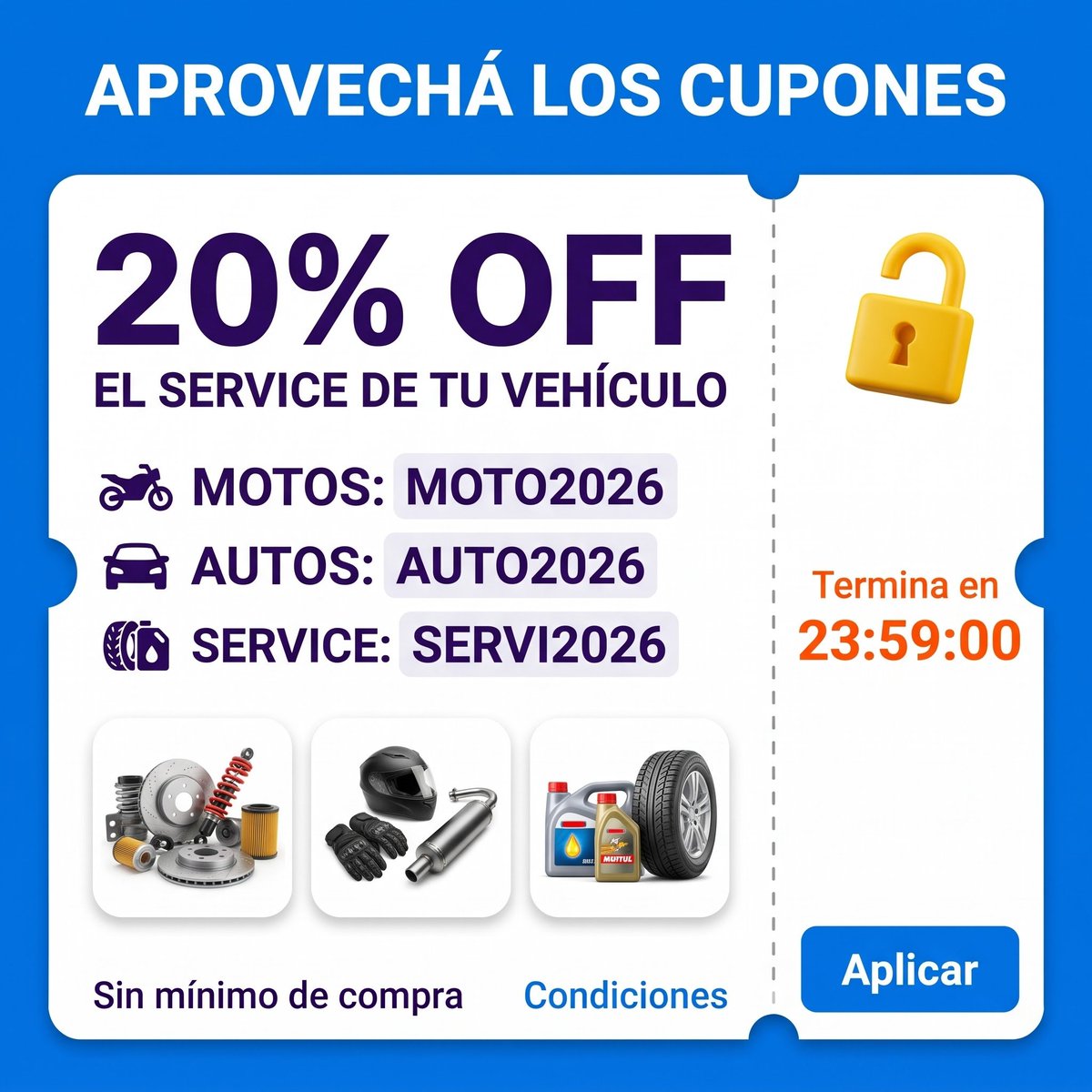 Ratoneandoando's tweet photo. 🚘🏍️🔥 ¡CUPONES SERVICE AUTO MOTO APROVECHÁ EL 20% OFF 🔥

🏍️ MOTOS 🎟️ cupón: MOTO2026 →
💰 20% OFF
👉 https://t.co/kF0ixwSnOp

🚗 AUTOS 🎟️ cupón: AUTO2026 → 
💰 20% OFF
👉 https://t.co/Py3e5mxrQC

🛞 NEUMÁTICOS Y LUBRICANTES
🎟️ cupón: SERVI2026 → 💰 20% OFF
👉https://t.co/yqyJidyEbc