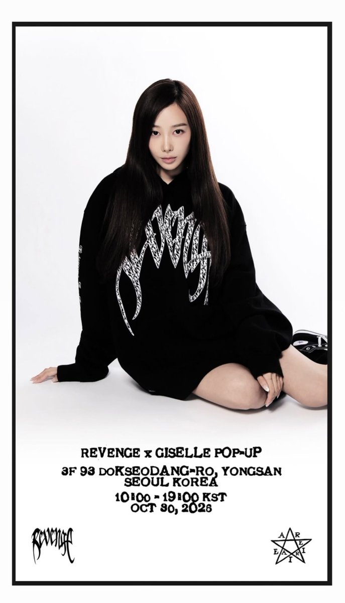 aeriminded's tweet photo. REVENGE X GISELLE POP-UP 

3F 93 DOKSEODANG-RO, YONGSAN SEOUL KOREA
 10.00-19.00 KST OCT 30, 2026 https://t.co/HHv81SBtyB