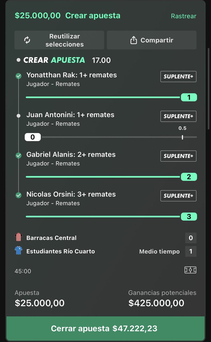 RamiroBJ32's tweet photo. Primer tiempo. Estamos a 1 de Antonini, el que no confíe se puede ir con un x2. 

En el x96 2 de Quiroga y 1 Antonini. Quiroga tiene linda secuencia pero es más difícil https://t.co/SHS4XqfdCm