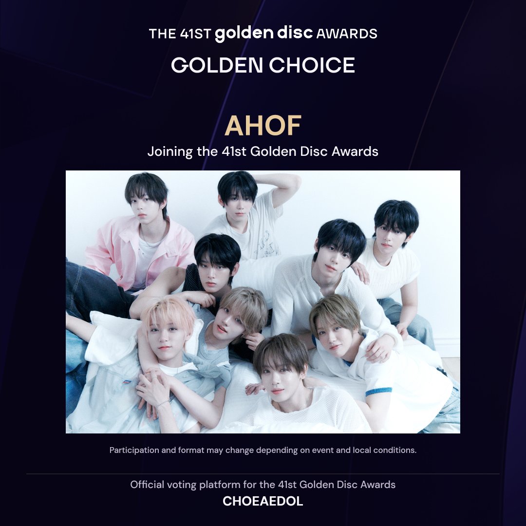 kpopidol_en's tweet photo. GOLDEN CHOICE · 2ND PLACE✨AHOF

See you at the 41st Golden Disc Awards!
Thank you for every vote and all your support 💖

Results on CHOEAEDOL 👇
https://t.co/45VEHr3938

#AHOF #GoldenDiscAwards #GOLDENCHOICE https://t.co/8wiHyAIzDk