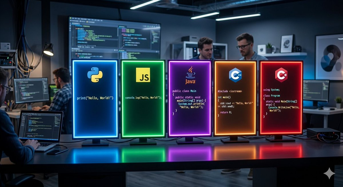 datatechAI56's tweet photo. “Hello, World!” one of the most famous lines in programming history. 

Which programming language did you use to write your very first Hello, World! program?

Python
Java
C or C++
JavaScript
Another language? https://t.co/xjK91ttGDQ