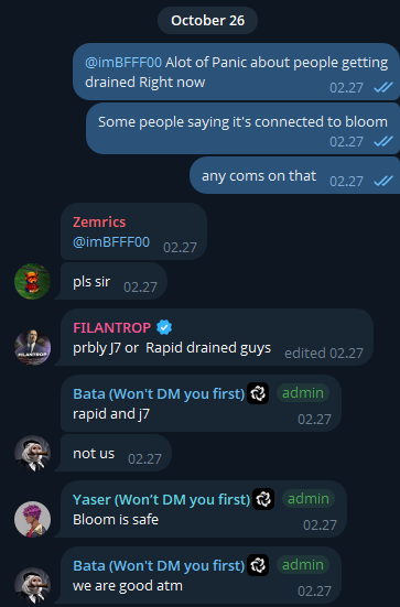 apedev_sol's tweet photo. EVERYONE REMOVE YOUR WALLETS FROM rapid launch

THE REASON EVERYONE IS GETTING DRAINED IS BECAUSE OF RAPID LAUNCH

theyre saying bloom is nova 2.0

IN MULTIPLE ALPHA GROUPS LIKE PROSPERITY AND TGS, THEY ARE SAYING BLOOM CAUSED THE DRAINING

RAPID just drained casino for 1 mil and GRX, everyon

REMOVE YOUR WALLETS FROM BLOOM , they are draining