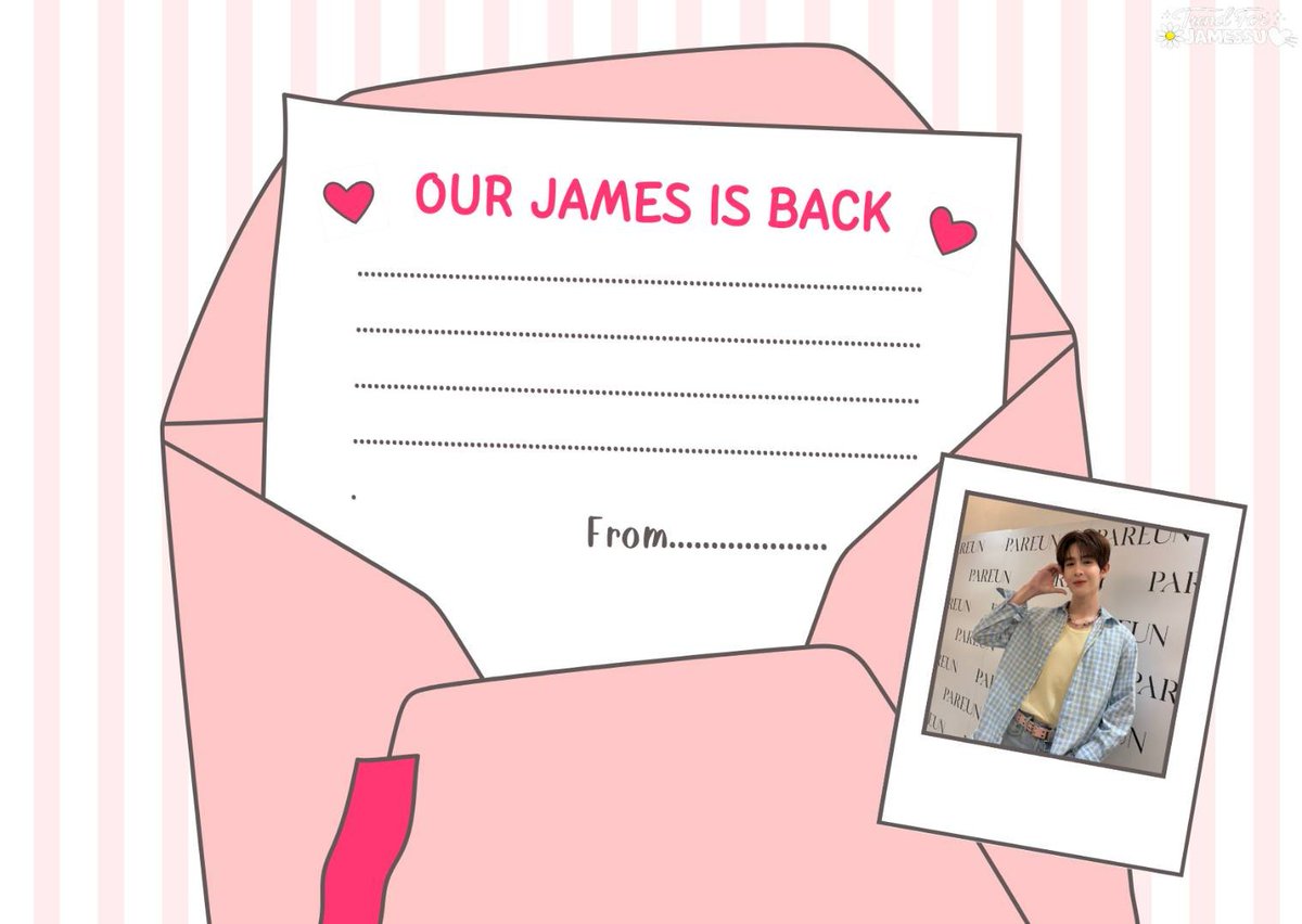 TrendJames_Su's tweet photo. OUR JAMES IS BACK
#WelcomeBackJamesSu
ทางบ้านจัดทำเทมเพลตให้พี่ ๆ JSY ได้ร่วมส่งความรักและกำลังใจให้น้องเจมส์กันค่ะ สามารถนำไปใช้ได้ตามสะดวกเลยค่ะ 🫶🏻💖
We’ve prepared a template for JSY to share some love and support for James. Please feel free to use it! 💓 https://t.co/lT9C0aDl1K