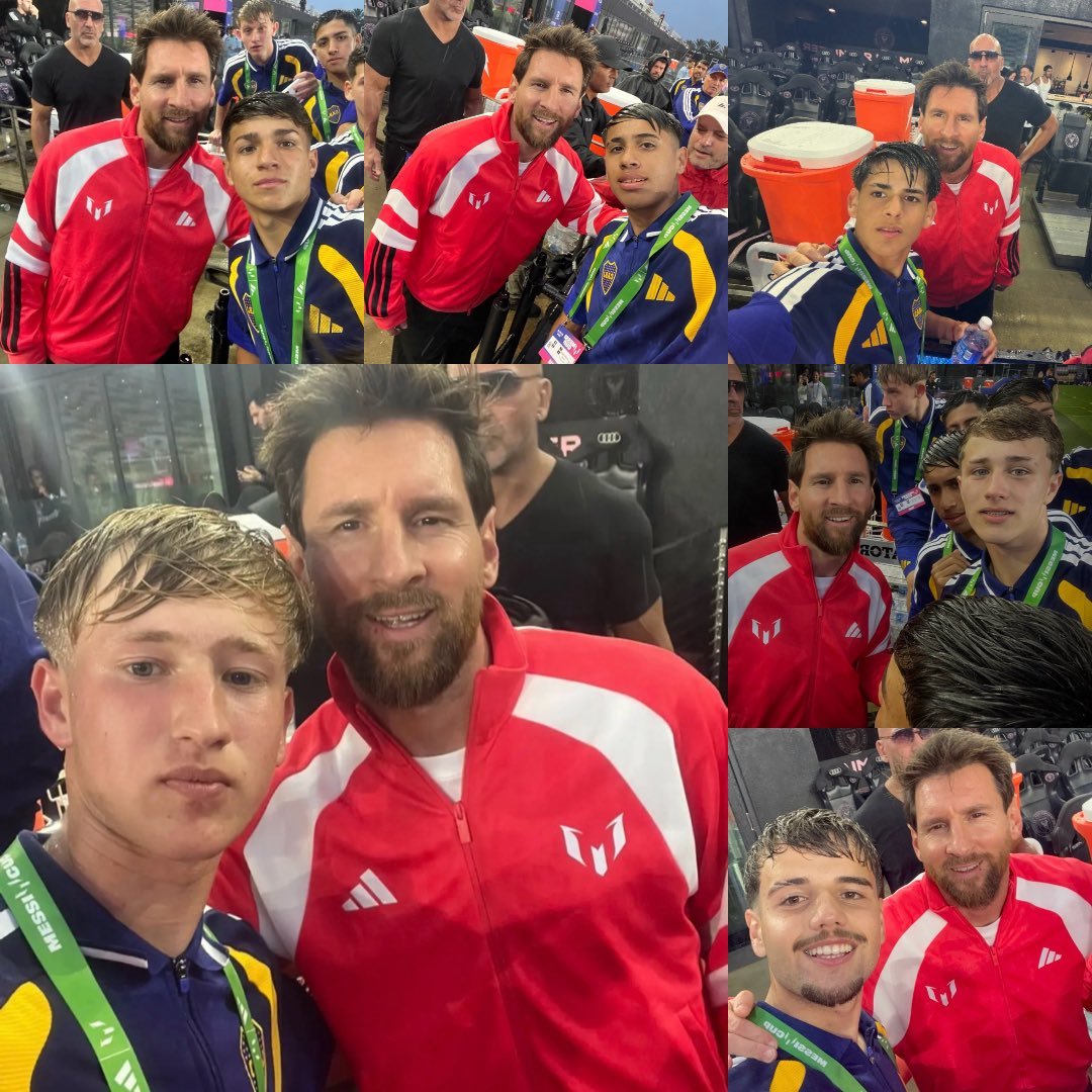 UniversoBoca12's tweet photo. 👏🔟 TRAS LA VICTORIA LOS JUGADORES DEL XENEIZE PUDIERON SACARSE FOTOS CON LIONEL ANDRES #MESSI 🐐
#BocaPredio 💙💛💙 https://t.co/UDI3WU11zr