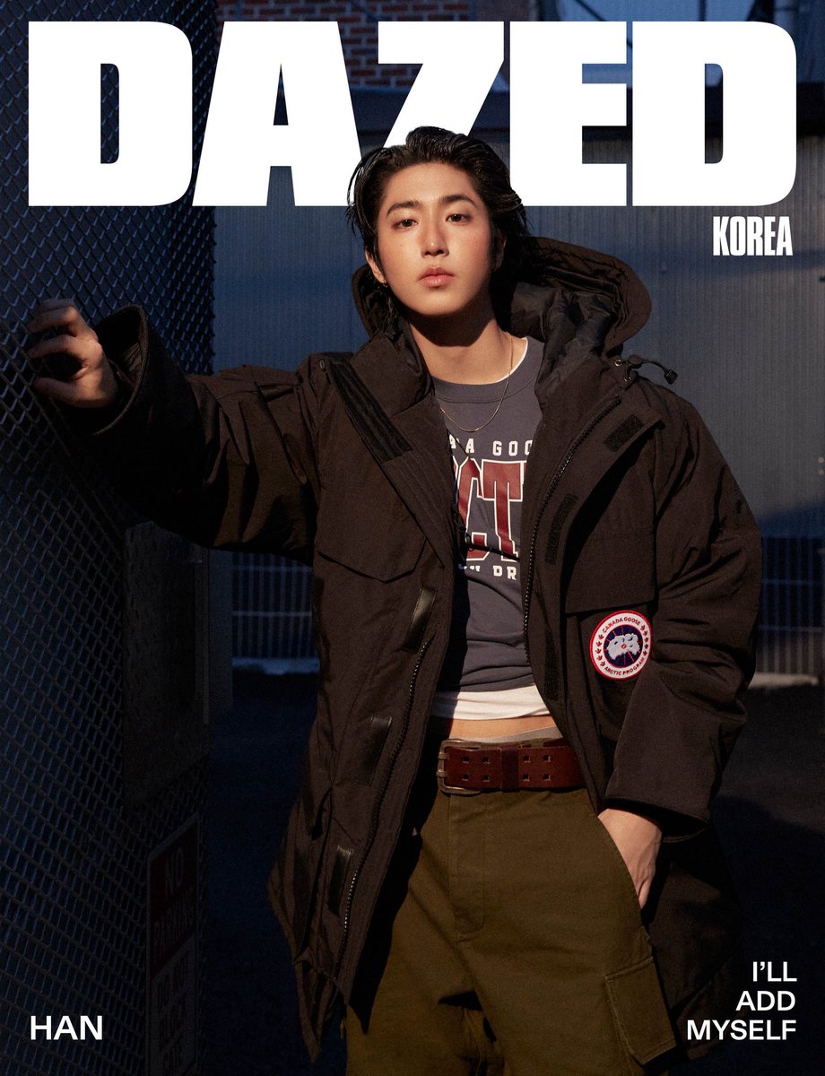 DazedKorea's tweet photo. I’LL ADD MYSELF #협찬
 
#HAN
@canadagoose
 
The Cover for 2026 WINTER Edition of 〈DAZED〉 KOREA
 
계절이 기다려지는 데는 저마다의 이유가 있기 마련이다. 스테이와 만날 생각, 겨울 간식들, 눈이 내리는 멋진 날들을 기대하는 한. 그의 겨울은 이렇게 캐나다구스를 입은 채로.

HAN looks forward to reuniting with STAY, indulging in winter treats, and the beautiful days when snow begins to fall. His winter unfolds like this, wrapped in Canada Goose.
 
director BIN
editor SOL
text YU
fashion YEye
photography BANG KYUHYEONG
art SERI
hair CHOI BORA
makeup JUNG BOYOUNG 
assistant LILY
 
스트레이 키즈 한과 함께한 〈데이즈드〉 윈터 에디션은 10월 26일 오전 11시부터 프로필 링크를 통해 예약 구매 가능합니다. WINTER Edition of 〈DAZED〉 KOREA pre-orders open via link in bio at 11AM KST, October 26.