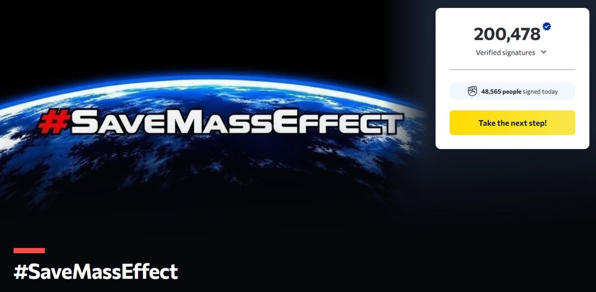 WeAreMassEffect's tweet photo. WE DID IT! 200,000 SIGNATURES! ‼️

The #SaveMassEffect movement keeps growing stronger every day. This community is proving what we can achieve when we stand together!

Our next goal? 300k signatures. Let's make it happen!

HOLD THE LINE! 🫡

✍️ Sign: https://t.co/AhcEFDBbd0 https://t.co/hhwhQ5HuzB
