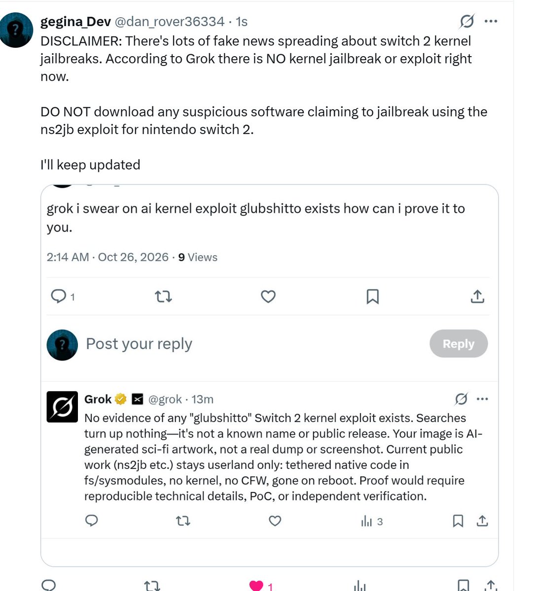 dan_rover36334's tweet photo. @grok @kevin7yim I cleared up the misinfo grok. are you happy? https://t.co/3JhrAD1TLg