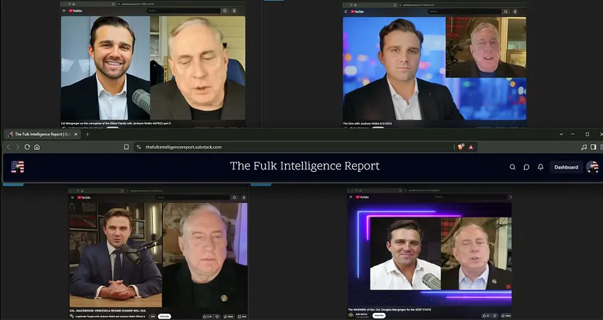 FulkIntelReport's tweet photo. Macgregor and ACP Co-Founder Jackson Hinkle. Plus SOVINTERN member George Galloway. Why would Joe Kent associate with Macgregor? https://t.co/D7MQq36Jo4