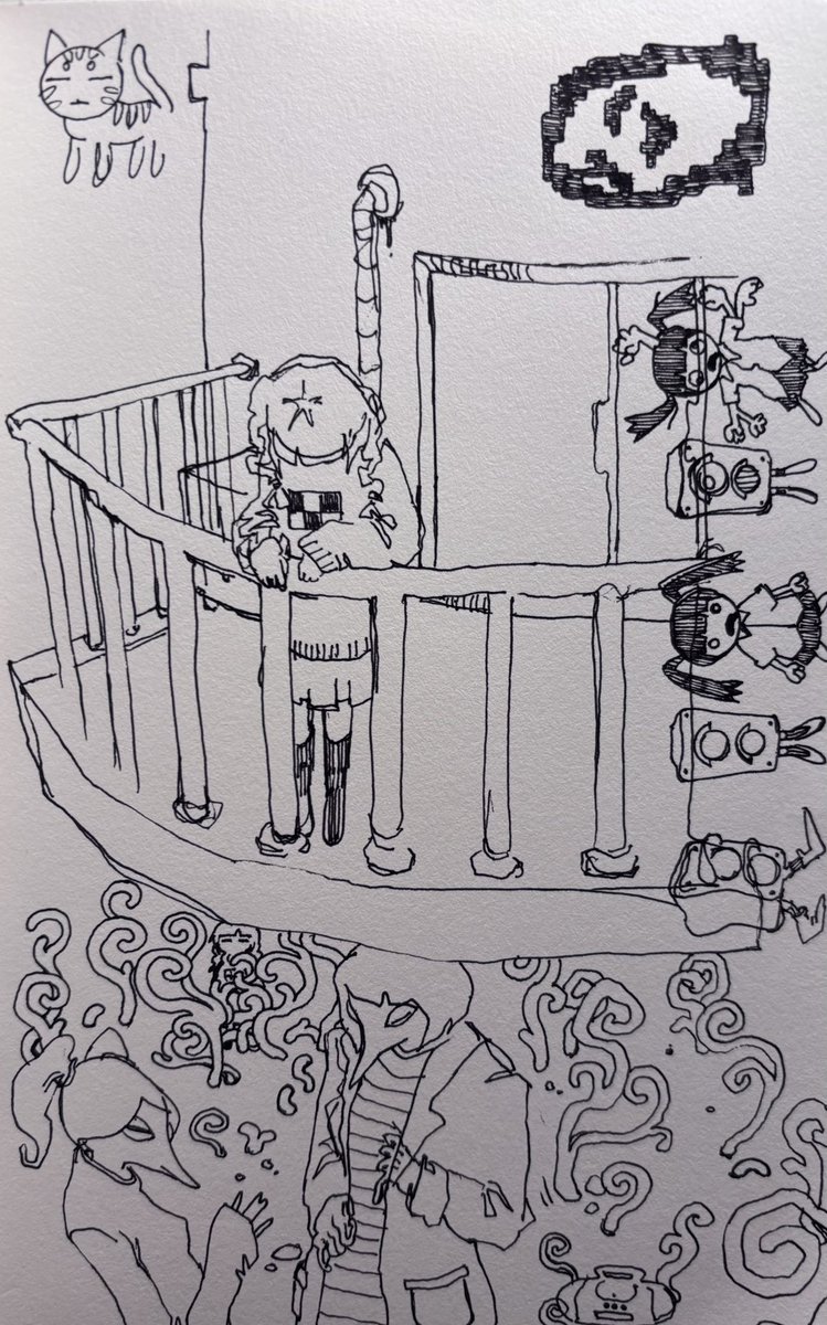 sanitizedinblue's tweet photo. whenever i mess up what i’m drawing i cover it with something worse https://t.co/b66x57PLgu