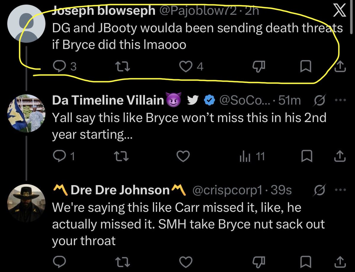 SoColdnTheD's tweet photo. @crispcorp1 @Pajoblow72 So the guy that I’m actually replying to mentioning Bryce first means nothing right?  Take Carr’s meat out’cha belly https://t.co/453TfW0NuG