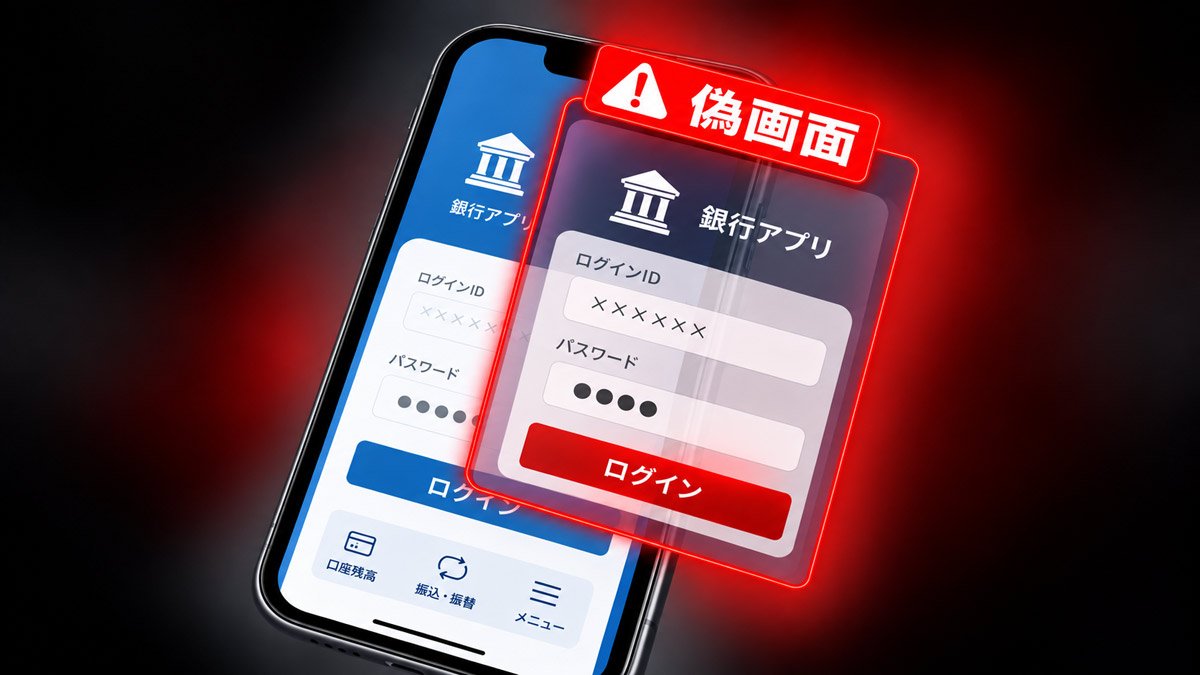 otakumatch's tweet photo. ちょっとこれ、目を通してほしいです。

本物の銀行アプリの上に偽のログイン画面を重ねてくる手口です。

■本物の銀行アプリを開いたのに「偽画面」　認証情報を盗む詐欺が発生、金融機関が相次ぎ注意喚起
https://t.co/1EbFhE8zi8 https://t.co/3L4OAY71LT