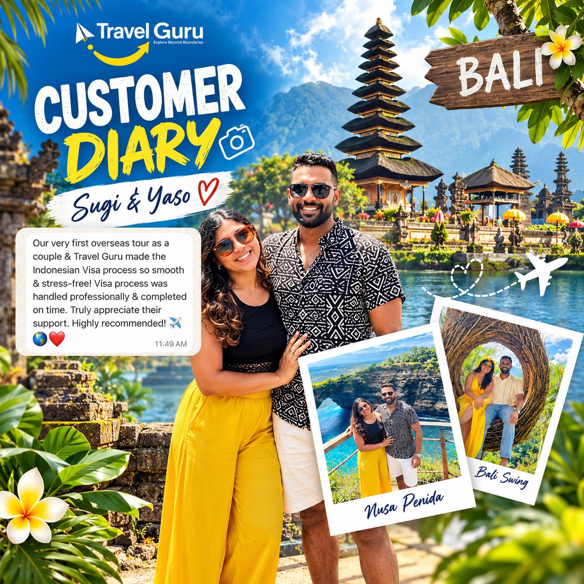 AndyNxCannonpsD's tweet photo. Their first overseas adventure as a couple, made seamless with Travel Guru. From Indonesian visas to unforgettable Bali moments, every journey deserves to be special. Thank you, Sugi &amp; Yaso, for trusting us. https://t.co/YC0iM7CR40