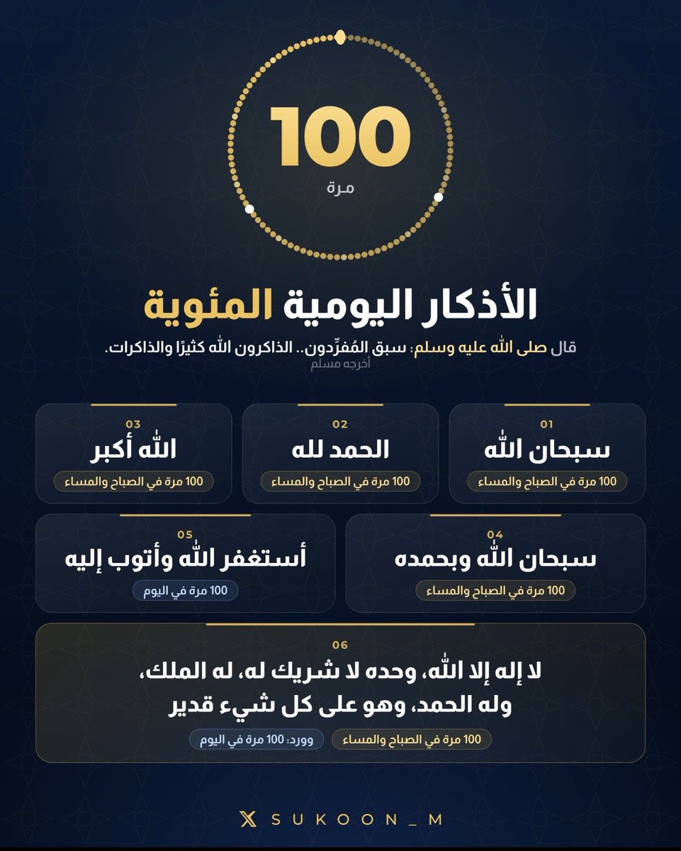 aamshaya's tweet photo. املأ وقت فراغك —واقفًا وجالسًا وعلى جنبك—:
بأفضل الكلام بعد القرآن،
وبأحب الكلام إلى الله،
وبما هو خيرٌ مما طلعت عليه الشمس:
«سبحان الله، والحمد لله، ولا إله إلا الله، والله أكبر».
ردِّدها عشرًا أو عشرين أو ثلاثين، تزيد أو تنقص، فأنت في خيرٍ عظيم، وإلى خيرٍ عظيم.
أنت مع أحبِّ الكلام إلى الله، وأفضلِ الكلام بعد القرآن.