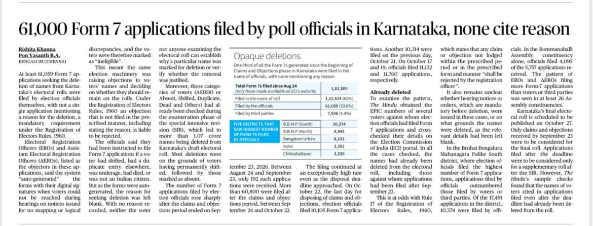 SushantSin's tweet photo. This is how the ECI under Gyanesh is illegally filling forms to deleted voters directly from its centralised software in the name of poll officials. It is a criminal act for which Gyanesh and gang have to be punished. https://t.co/moHhR0ypsP