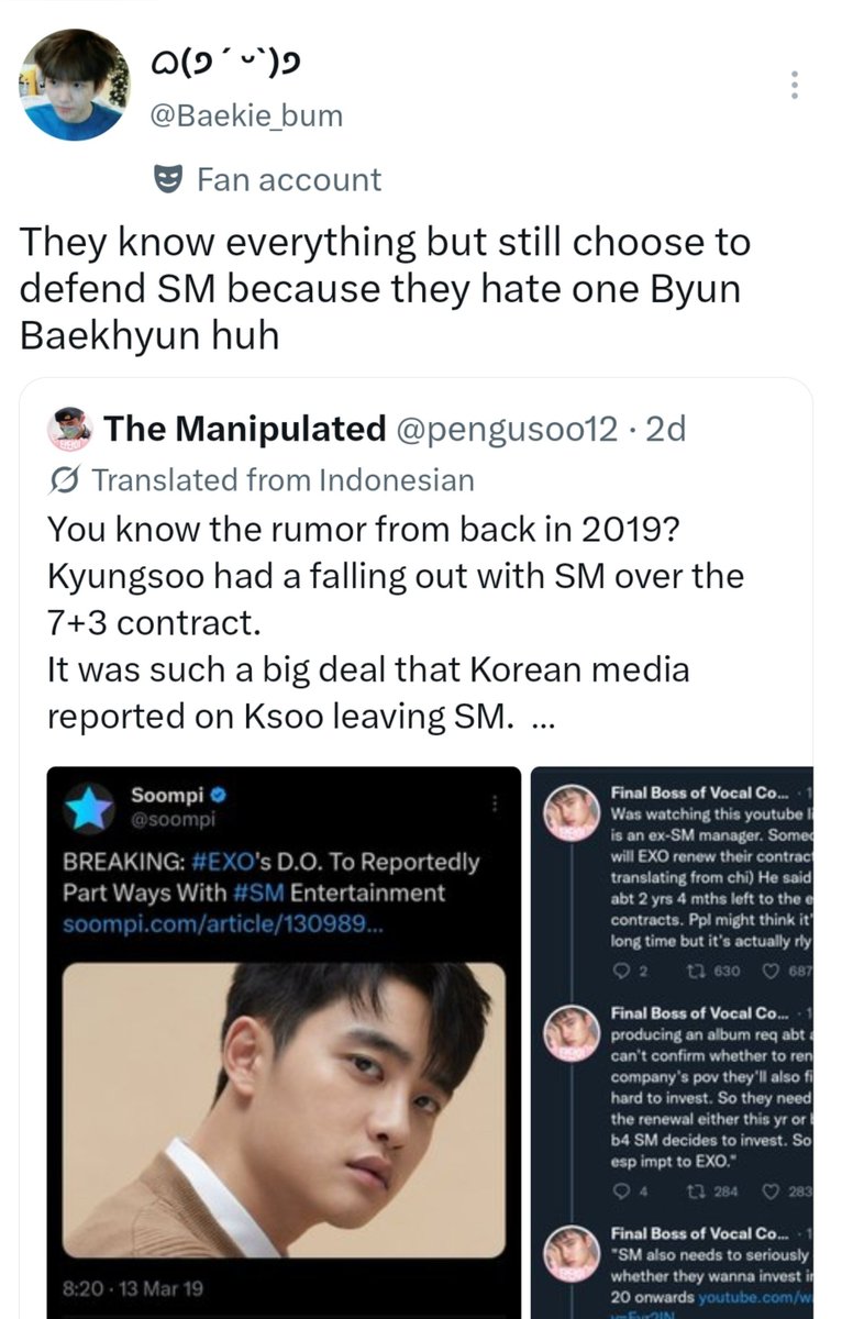emphanadoh's tweet photo. kyungsoo when he was being mistreated at sm:

baekhyun: "sm is a good company" 
jongdae: "just ask sm and they will give it" https://t.co/uQK1ahNGst