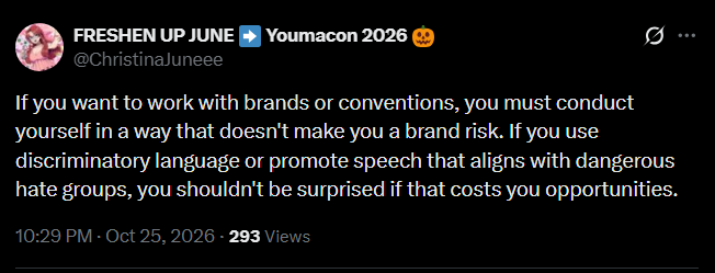 KirscheVerstahl's tweet photo. They invited me to the con for the past 3 years, I was the one who declined going in previous years

Not only did they know who I am and what content I make, they've shown my content at the con in a prior year when I wasn't even aware they would do so https://t.co/fN4CN6qkF2