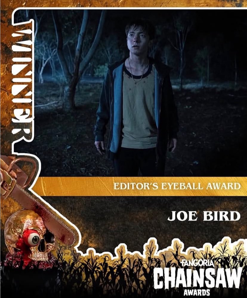 joebirdupdates's tweet photo. 🏆 Joe Bird has won the Fangoria Chainsaw award for Editor’s Eyeball! According to Fangoria Magazine, this award “recognises his early achievements and his promising future in horror”. 🎉 https://t.co/SpvSVLE8Xz